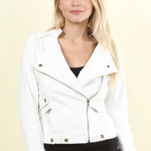 NWT Jacket Hot & Delicious Small White Corduroy Collar Buttons 100% Cotton Shell